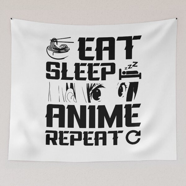 Item preview, Eat Sleep Anime Repeat – Minimalist Anime Quote designed and sold by bella-rosa87.