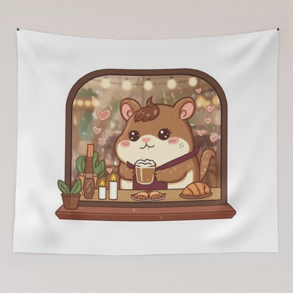 Item preview, Rainy Café Mocha Hamster Sticker | Cozy Coffee Lover Kawaii Gift designed and sold by Stylestickers55.