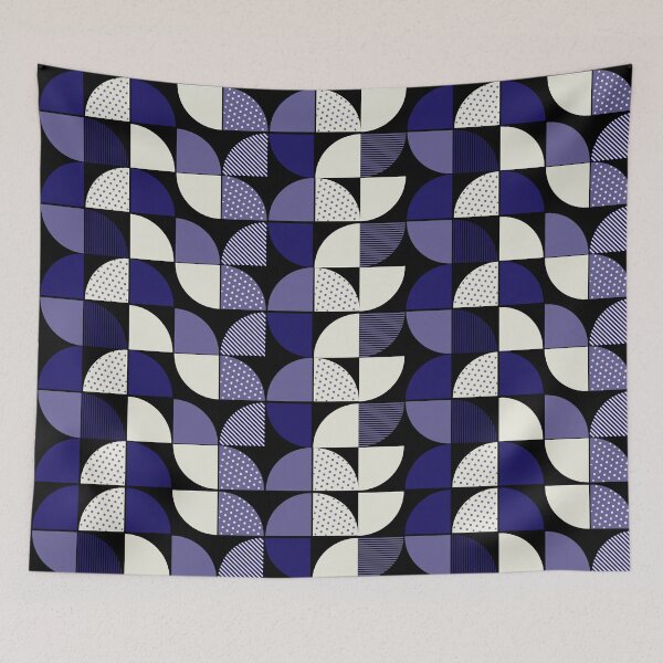 Item preview, Mid Century Modern Navy and Purple Textured Geometric Pattern designed and sold by ​Jyoti Digital Artist.