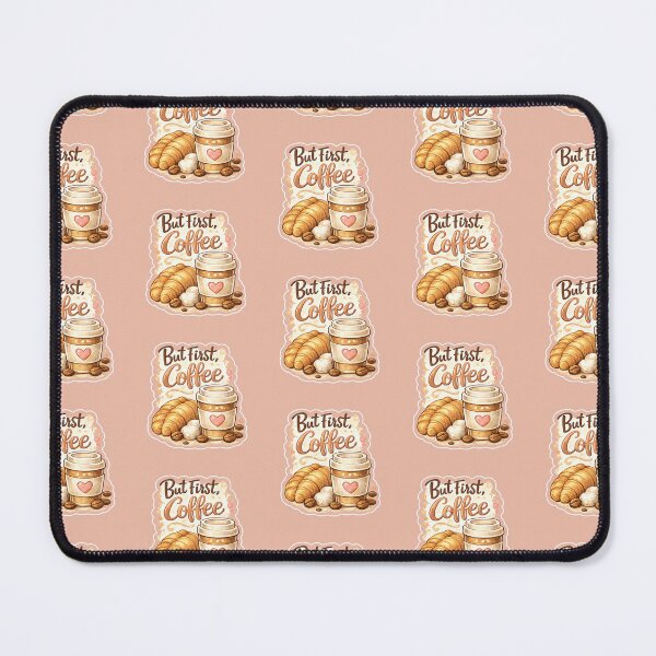 Item preview, But First, Coffee Sticker | Cute Coffee Cup & Croissant | Cozy Cafe Aesthetic | Kawaii Coffee Lover Gift | Pastel Coffee Quote Decal designed and sold by StyloStudio.