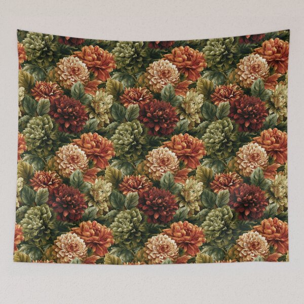 Item preview, Beautiful Dahlias Flower  - Retro Flower Floral  - Housewarming Gifts designed and sold by RoyalStarsPatts.