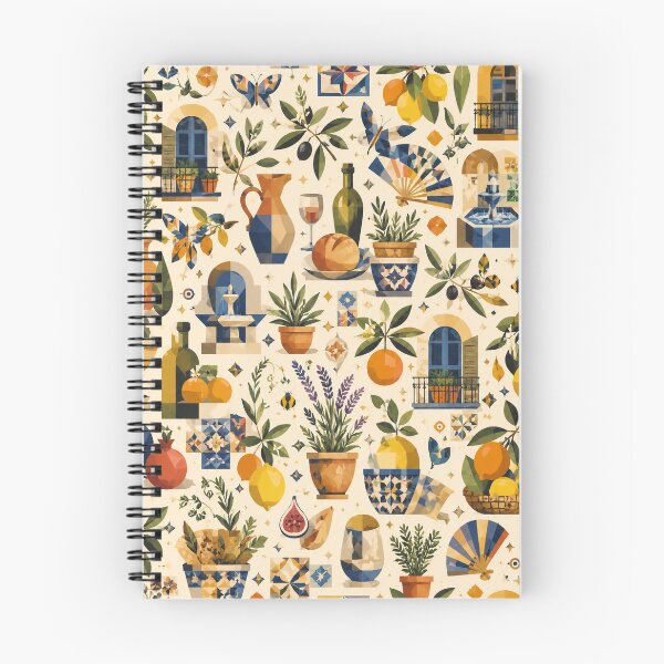 Item preview, Modern Cubist Mediterranean Seamless Pattern – Terracotta & Blue designed and sold by OpenDreamArts.