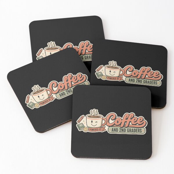 Item preview, Retro Powered by Coffee and 2nd Graders Cute Teacher Badge Sticker designed and sold by FestivityFinds.