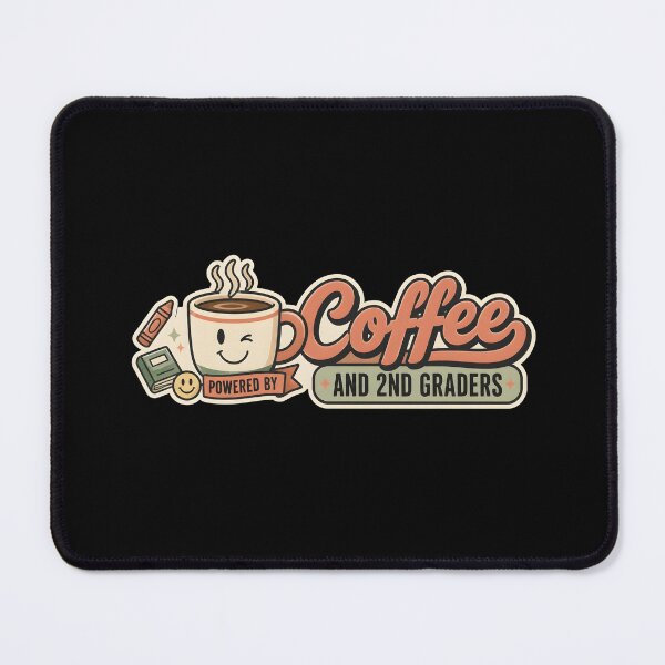 Item preview, Retro Powered by Coffee and 2nd Graders Cute Teacher Badge Sticker designed and sold by FestivityFinds.