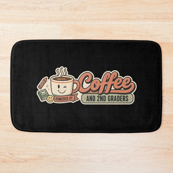 Item preview, Retro Powered by Coffee and 2nd Graders Cute Teacher Badge Sticker designed and sold by FestivityFinds.