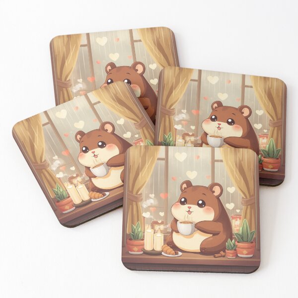 Item preview, Cute Rainy Day Hamster Café | Cozy Latte Kawaii Sticker designed and sold by Stylestickers55.