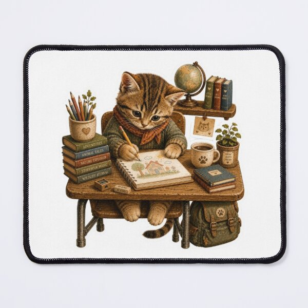 Item preview, Kitten Drawing At School designed and sold by Snurly.