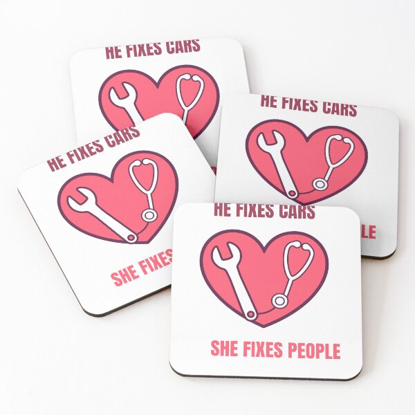 Item preview, He Fixes Cars She Fixes People- Mechanic Nurse Couple Gift designed and sold by WonderMugStudio.