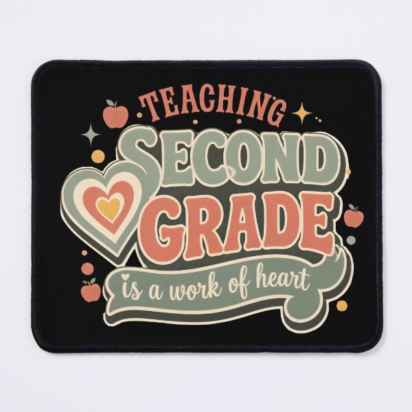Item preview, Retro Groovy Teaching Second Grade Is A Work Of Heart Teacher T-Shirt designed and sold by FestivityFinds.