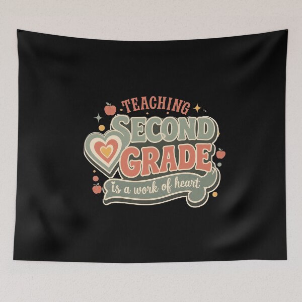Item preview, Retro Groovy Teaching Second Grade Is A Work Of Heart Teacher T-Shirt designed and sold by FestivityFinds.