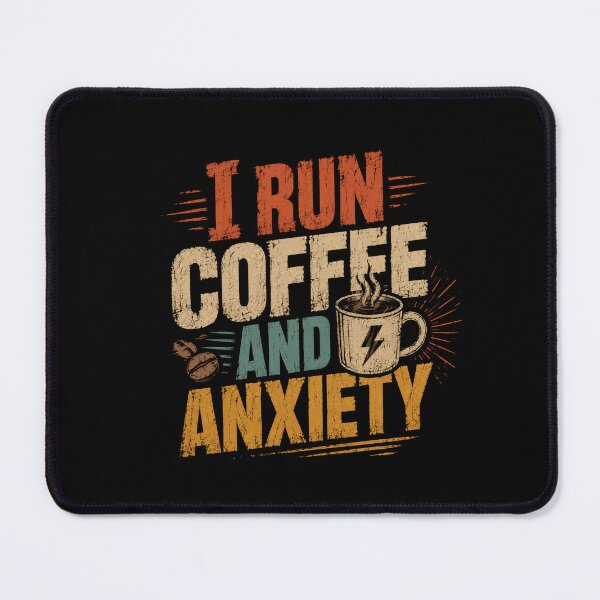 Item preview, I Run Coffee And Anxiety Caffeine Lover Anxiety Humor Relatable Quote designed and sold by RetroMini2026.