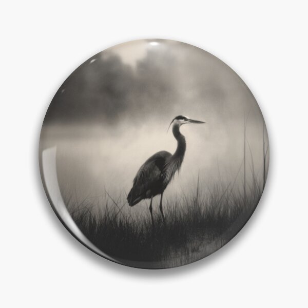 Item preview, A stalking Great Blue Heron in marshland fog, Birds in Motion designed and sold by CDC40.