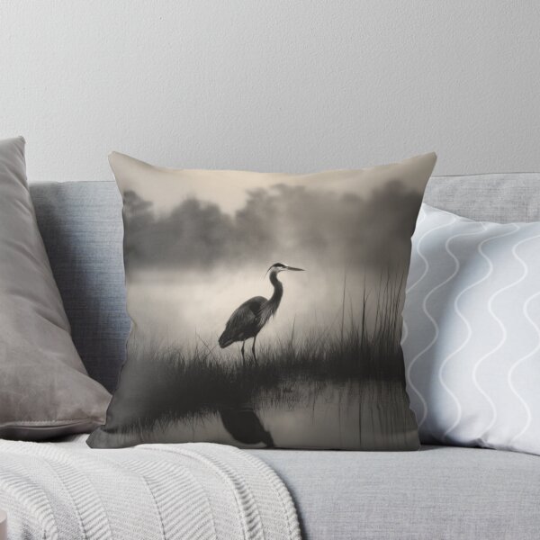 Item preview, A stalking Great Blue Heron in marshland fog, Birds in Motion designed and sold by CDC40.