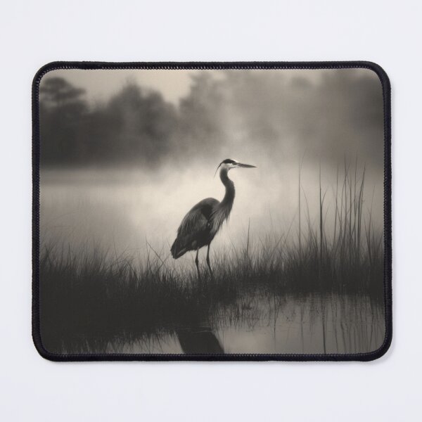Item preview, A stalking Great Blue Heron in marshland fog, Birds in Motion designed and sold by CDC40.