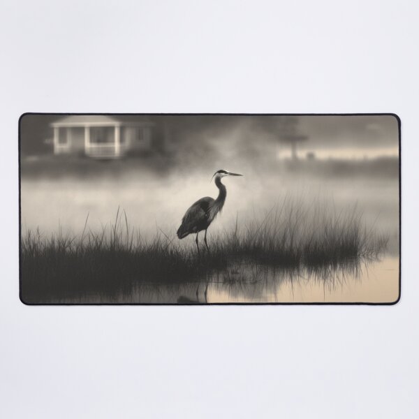 Item preview, A stalking Great Blue Heron in marshland fog, Birds in Motion designed and sold by CDC40.
