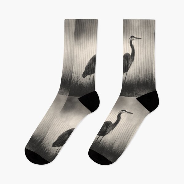 Item preview, A stalking Great Blue Heron in marshland fog, Birds in Motion designed and sold by CDC40.