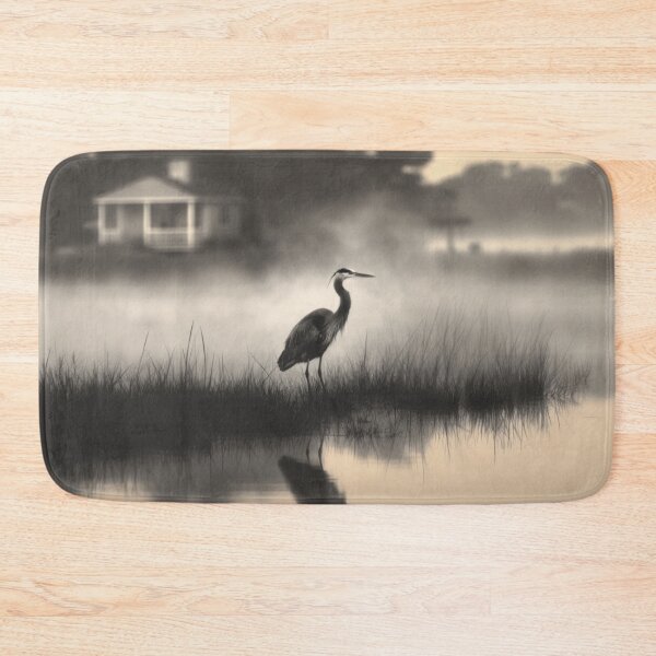 Item preview, A stalking Great Blue Heron in marshland fog, Birds in Motion designed and sold by CDC40.
