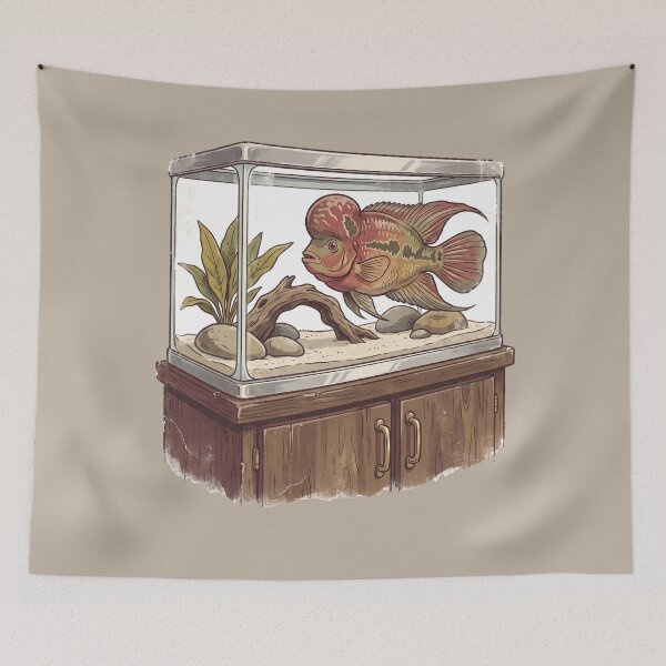 Item preview, Vintage Flowerhorn Cichlid Aquarium Art designed and sold by MythicCotton.