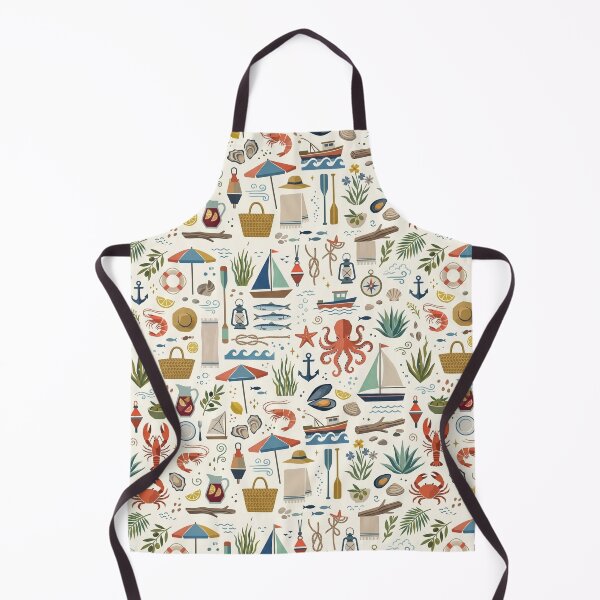 Item preview, Mediterranean Seafood & Sailboat Pattern – Balearic Summer Art designed and sold by OpenDreamArts.