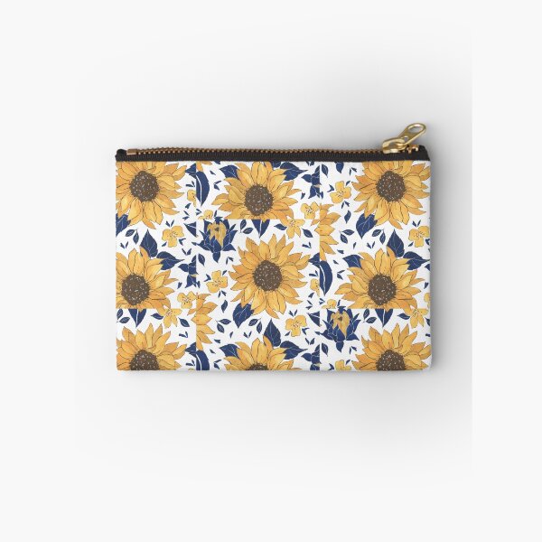 Item preview, Vibrant Sunflower and Navy Blue Leaves Watercolor Pattern designed and sold by DreamyBrushArt.