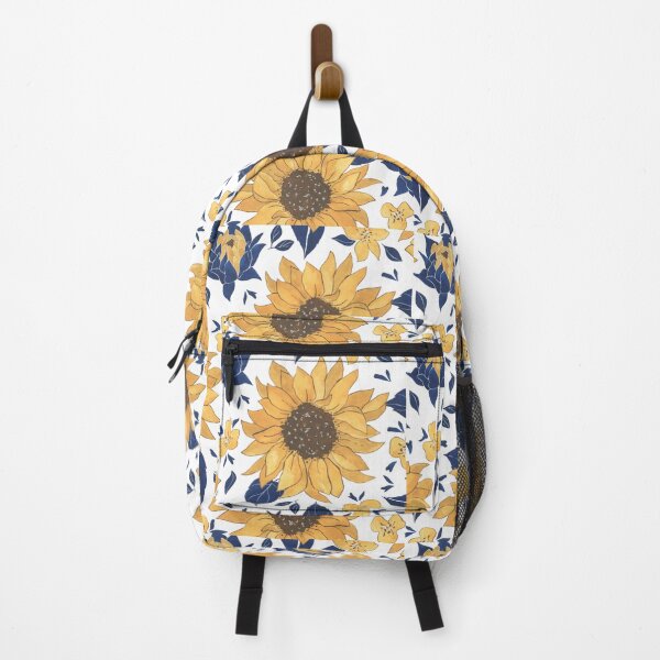 Item preview, Vibrant Sunflower and Navy Blue Leaves Watercolor Pattern designed and sold by DreamyBrushArt.