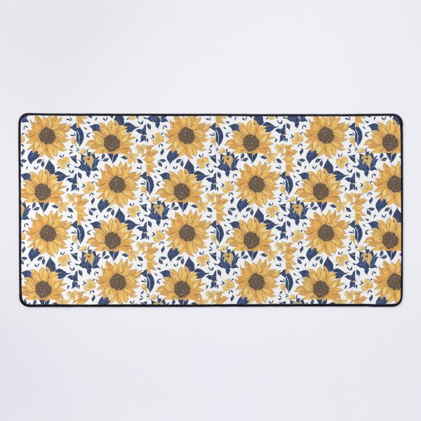 Item preview, Vibrant Sunflower and Navy Blue Leaves Watercolor Pattern designed and sold by DreamyBrushArt.