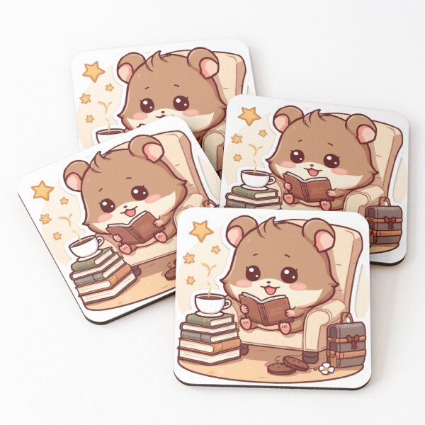Item preview, Reading Break Mocha Hamster Sticker | Cozy Book & Coffee Kawaii Gift designed and sold by Stylestickers55.