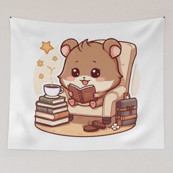 Item preview, Reading Break Mocha Hamster Sticker | Cozy Book & Coffee Kawaii Gift designed and sold by Stylestickers55.
