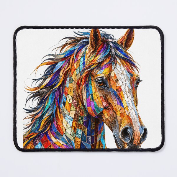 Item preview, Colorful Mosaic Horse Portrait – Vibrant Equine Art designed and sold by SmikiM.
