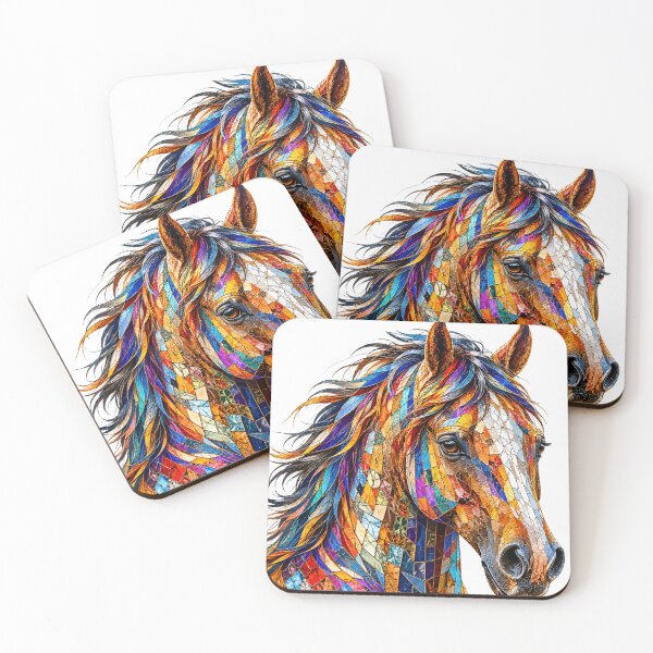 Item preview, Colorful Mosaic Horse Portrait – Vibrant Equine Art designed and sold by SmikiM.