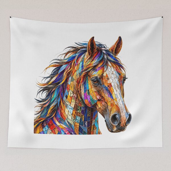 Item preview, Colorful Mosaic Horse Portrait – Vibrant Equine Art designed and sold by SmikiM.