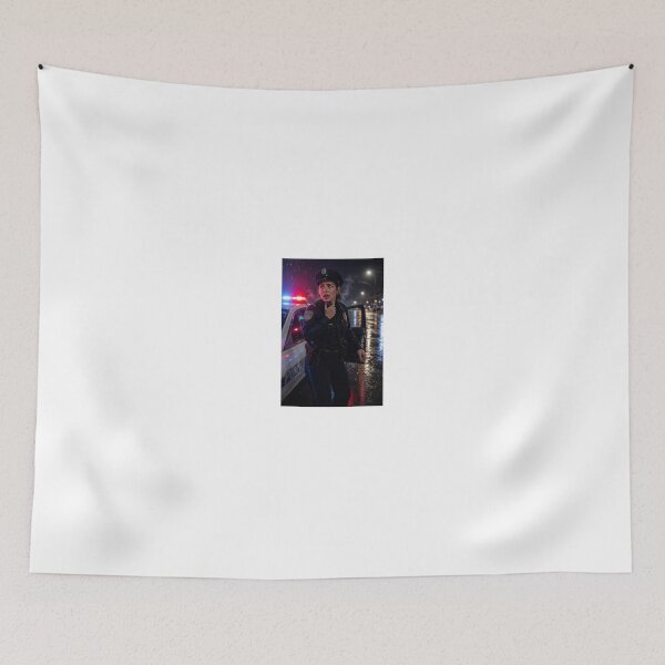 Item preview, Police officer in panic on rainy night street designed and sold by CathryneDelamort.