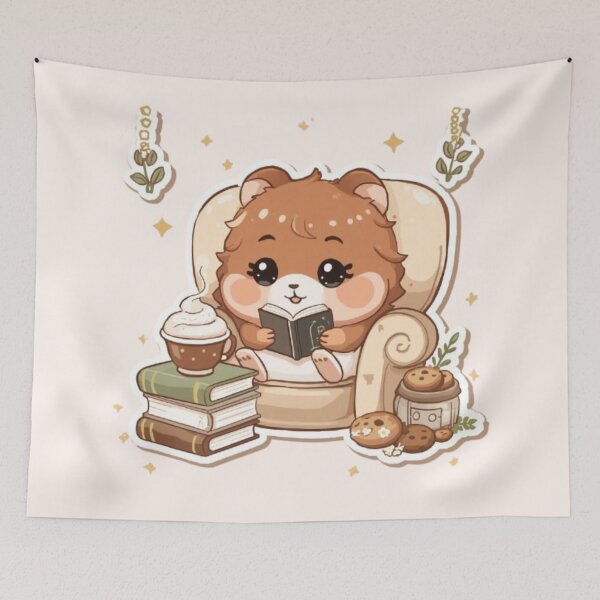 Item preview, Cute Book Lover Hamster | Cozy Coffee Reading Sticker designed and sold by Stylestickers55.