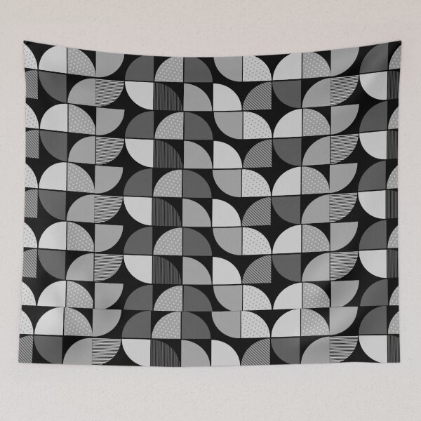 Item preview, Mid Century Modern Monochrome Textured Semi Circle Pattern designed and sold by ​Jyoti Digital Artist.