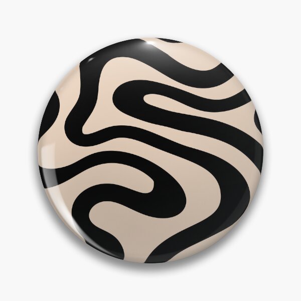 Item preview,  Retro Liquid Swirl Abstract Pattern in Black and Almond Cream. designed and sold by Differenceee.