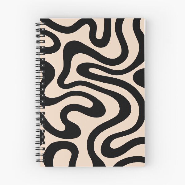 Item preview,  Retro Liquid Swirl Abstract Pattern in Black and Almond Cream. designed and sold by Differenceee.