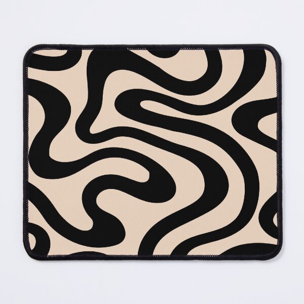 Item preview,  Retro Liquid Swirl Abstract Pattern in Black and Almond Cream. designed and sold by Differenceee.