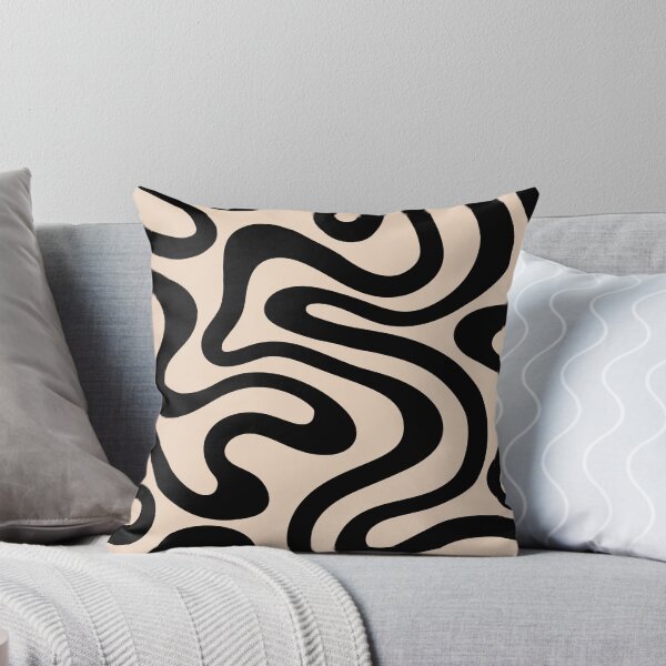 Item preview,  Retro Liquid Swirl Abstract Pattern in Black and Almond Cream. designed and sold by Differenceee.