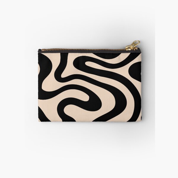 Item preview,  Retro Liquid Swirl Abstract Pattern in Black and Almond Cream. designed and sold by Differenceee.