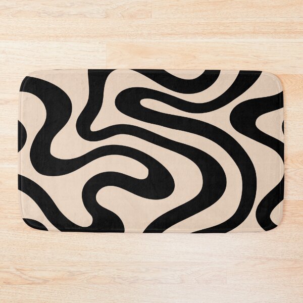 Item preview,  Retro Liquid Swirl Abstract Pattern in Black and Almond Cream. designed and sold by Differenceee.