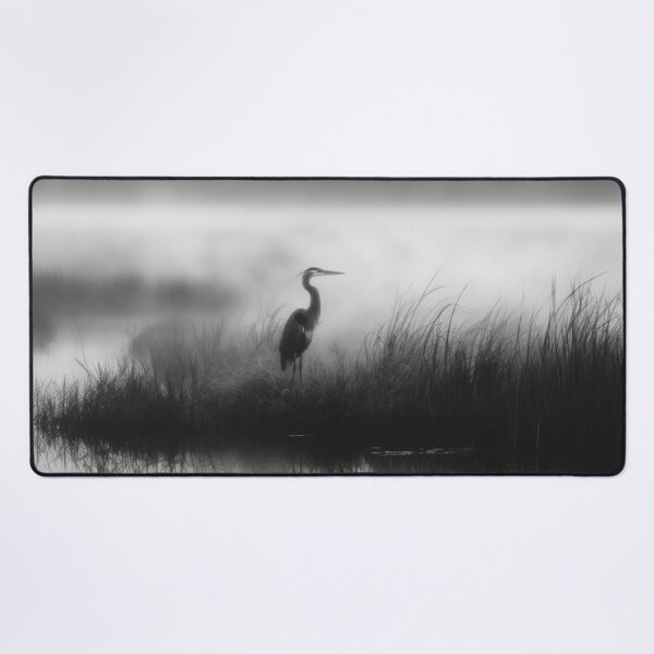 Item preview, A stalking Great Blue Heron in marshland fog, Birds in Motion designed and sold by CDC40.