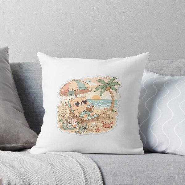 Item preview, Cute Beach Bear Sticker | Pastel Kawaii Summer Vacation | Relaxing Teddy at the Beach designed and sold by StyloStudio.