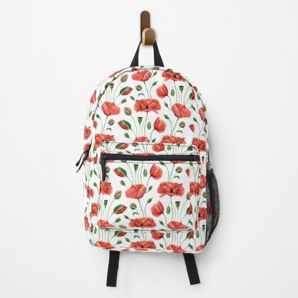 Item preview, Elegant Watercolor Red Poppies and Buds Botanical Pattern designed and sold by DreamyBrushArt.