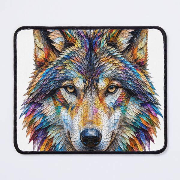 Item preview, Colorful Mosaic Wolf Portrait – Vibrant Wildlife Art designed and sold by SmikiM.