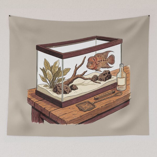 Item preview, Vintage Flowerhorn Cichlid Aquascape designed and sold by MythicCotton.
