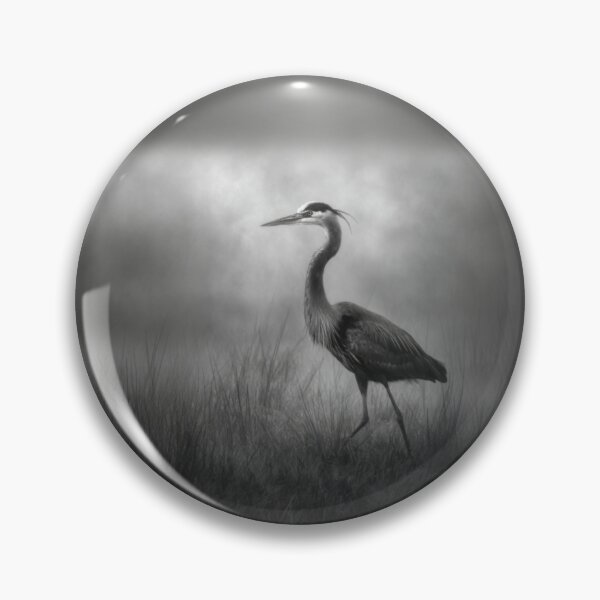 Item preview, A stalking Great Blue Heron in marshland fog, Birds in Motion designed and sold by CDC40.