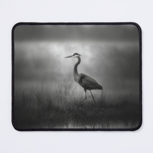 Item preview, A stalking Great Blue Heron in marshland fog, Birds in Motion designed and sold by CDC40.