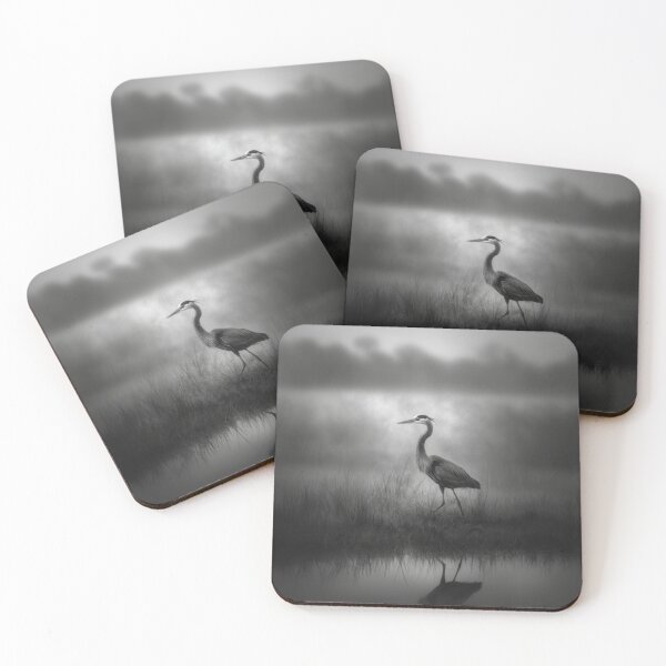 Item preview, A stalking Great Blue Heron in marshland fog, Birds in Motion designed and sold by CDC40.
