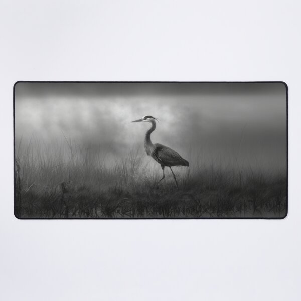 Item preview, A stalking Great Blue Heron in marshland fog, Birds in Motion designed and sold by CDC40.