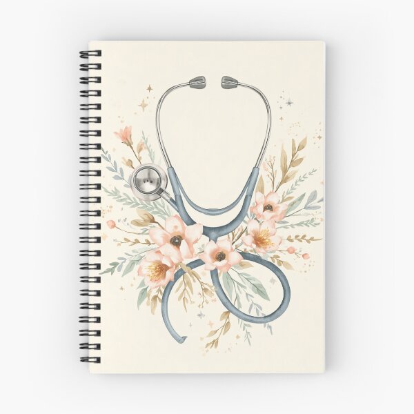 Item preview, Neonatal Doctor Journal - Stethoscope and Flowers Medical Notebook designed and sold by EmiliLove.